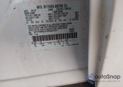 2023 Ford Maverick Xl из США, поврежденный, VIN 3FTTW8E31PRA87477